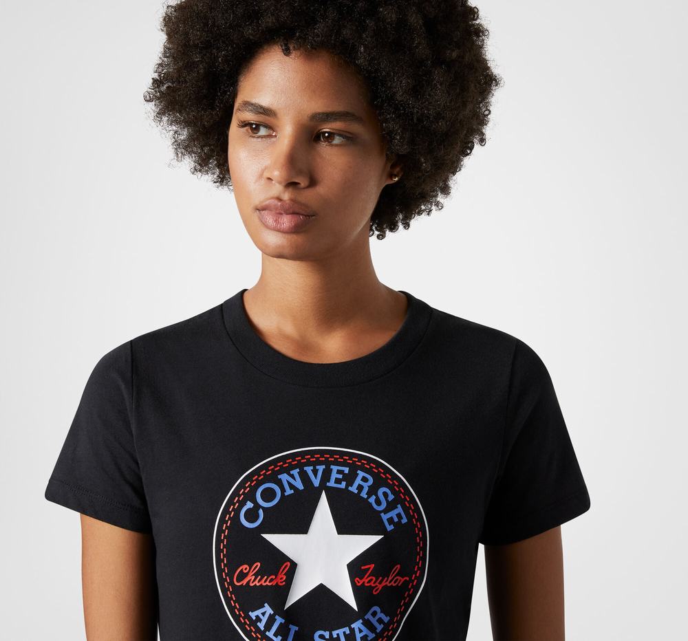 Camiseta Converse Chuck Taylor Patch Nova Mulher Pretas 710943XMB